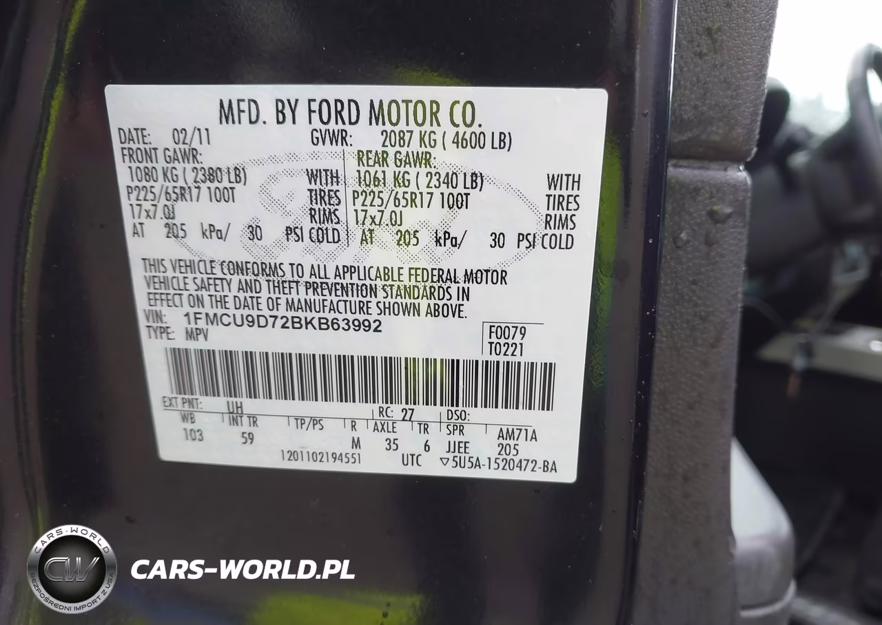 2011 Ford Escape Xlt VIN:1FMCU9D72BKB63992 - 9