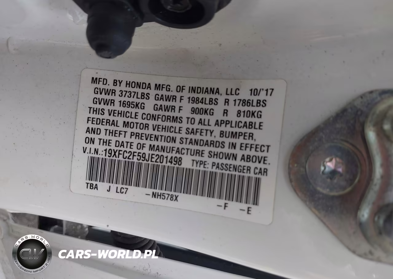 2018 Honda Civic Lx VIN:19XFC2F59JE201498 - 9