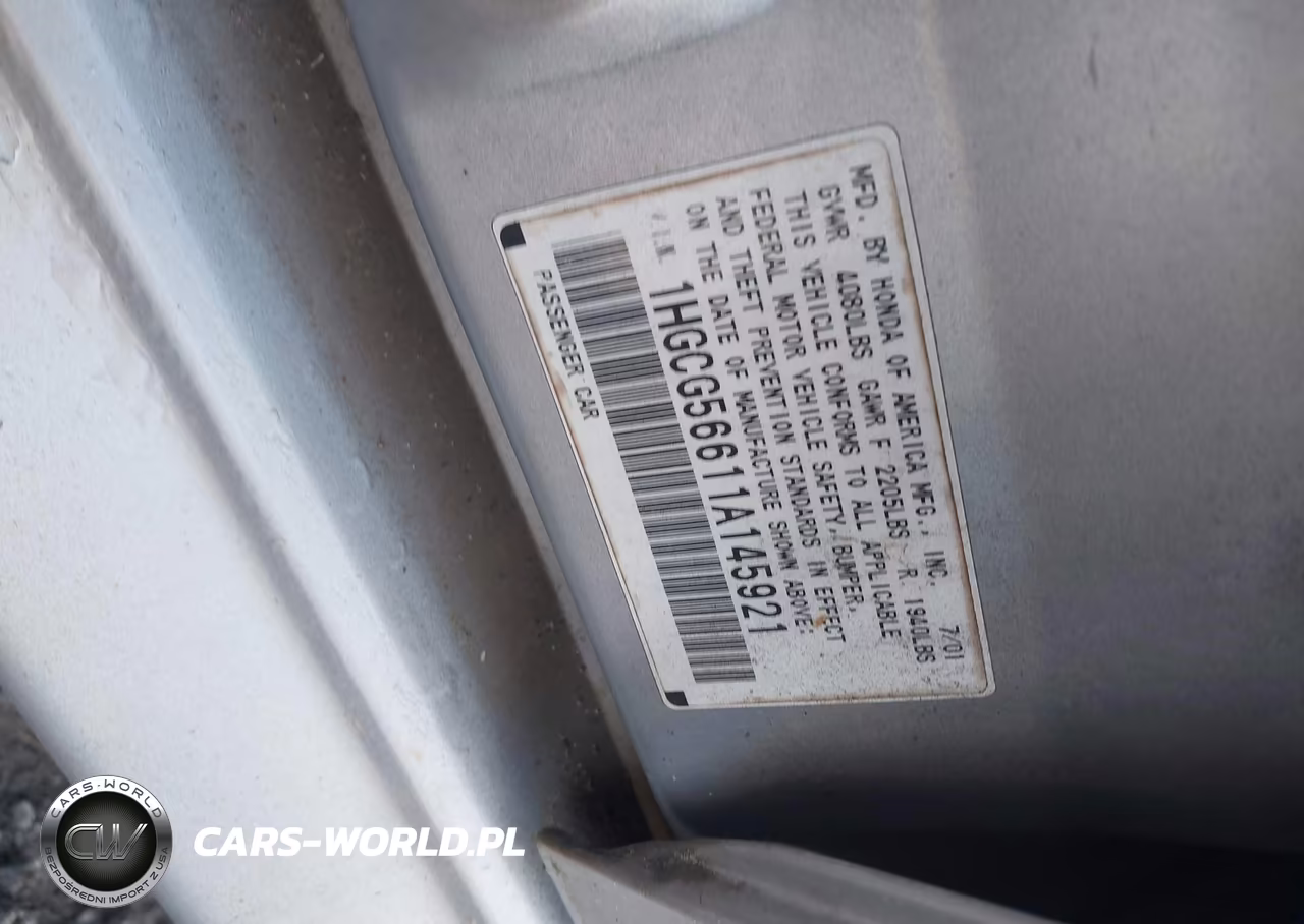 2001 Honda Accord 2.3 Ex VIN:1HGCG56611A145921 - 9