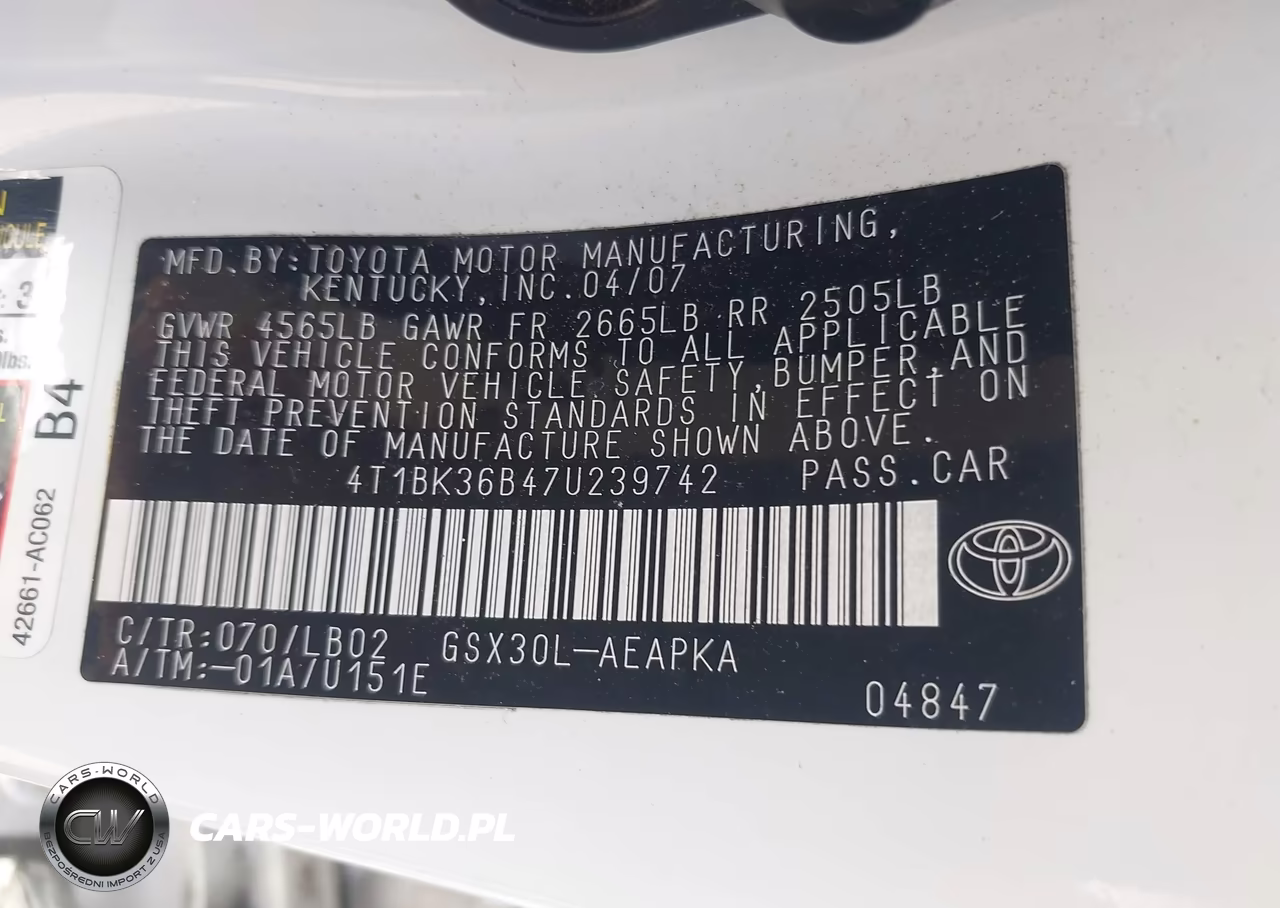 2007 Toyota Avalon Limited VIN:4T1BK36B47U239742 - 9