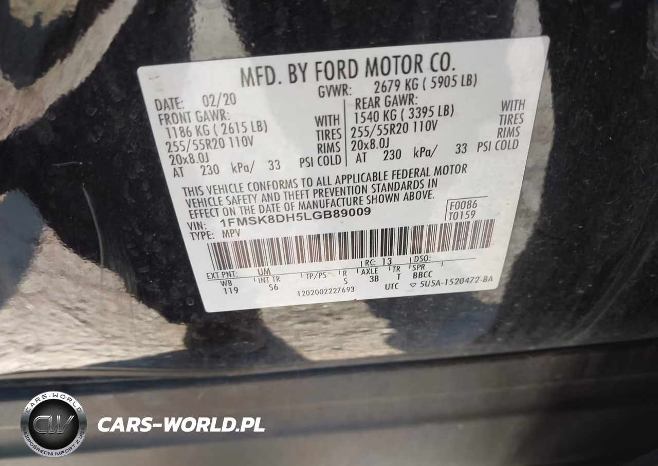 2020 Ford Explorer Xlt VIN:1FMSK8DH5LGB89009 - 9