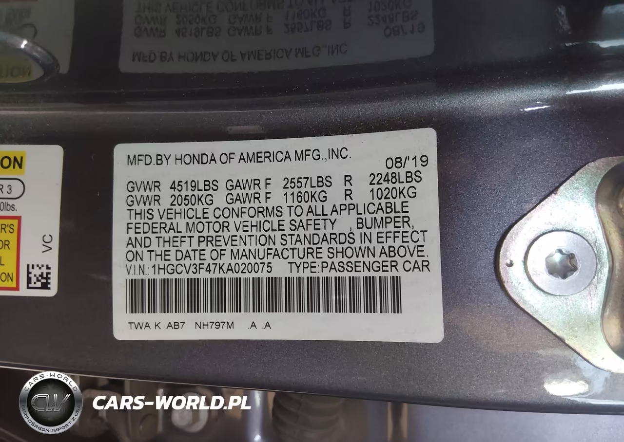 2019 Honda Accord Hybrid Ex VIN:1HGCV3F47KA020075 - 9