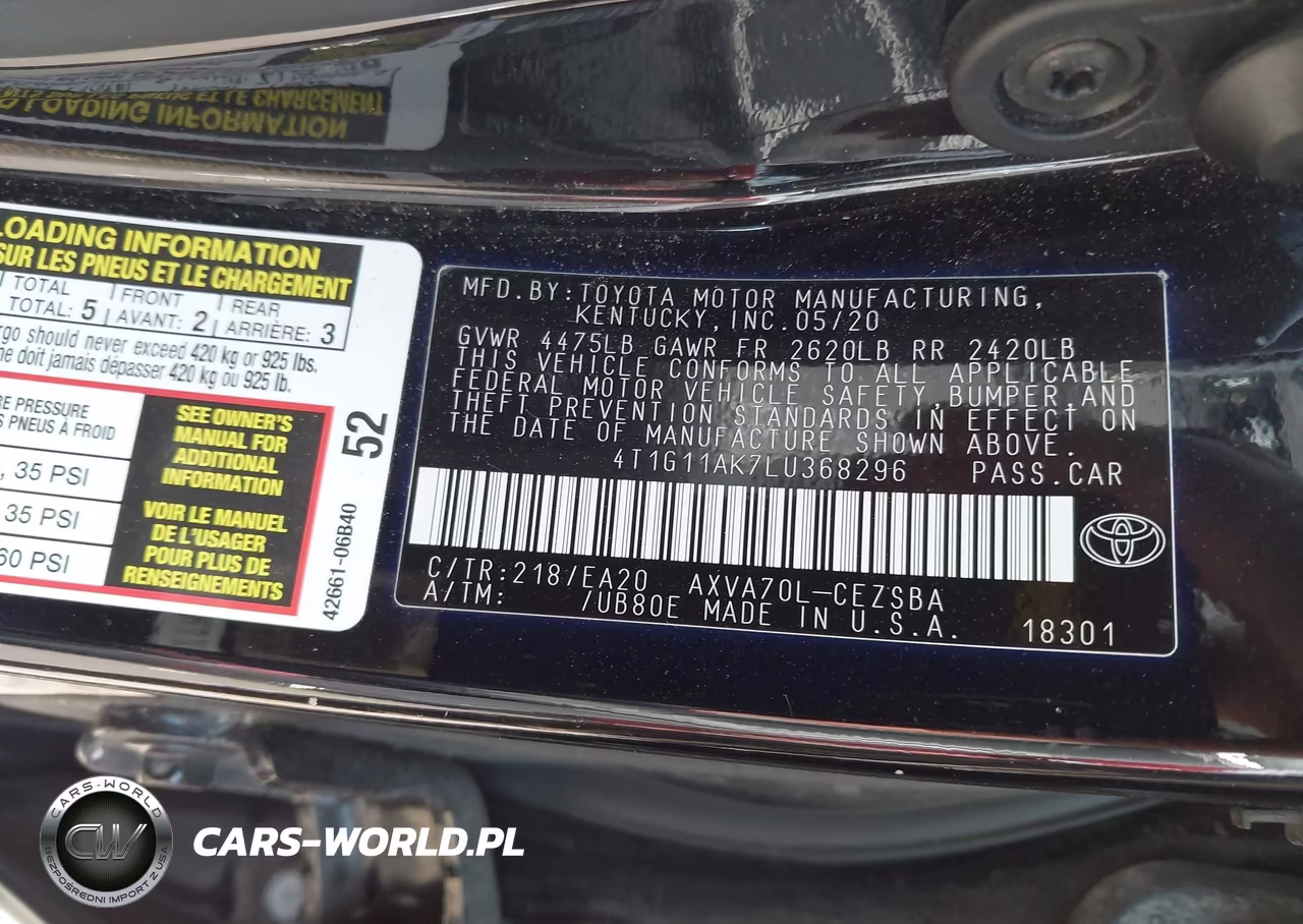 2020 Toyota Camry Se VIN:4T1G11AK7LU368296 - 9