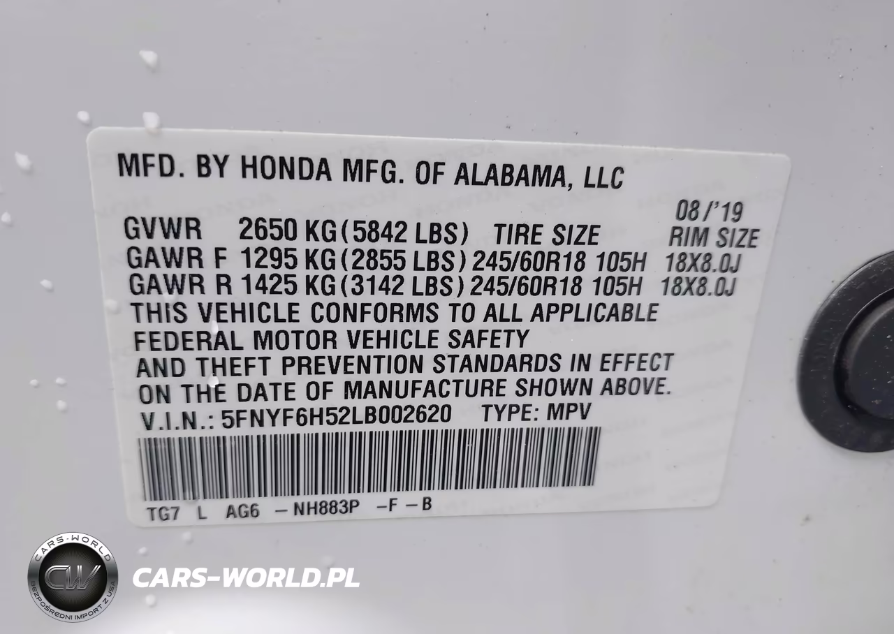 2020 Honda Pilot Awd Ex-L VIN:5FNYF6H52LB002620 - 9