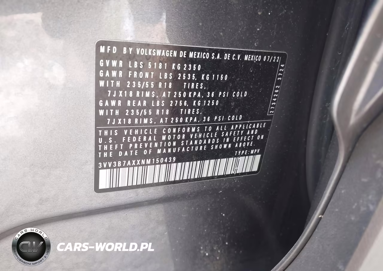 2022 Volkswagen Tiguan 2.0T Se VIN:3VV3B7AXXNM150439 - 9