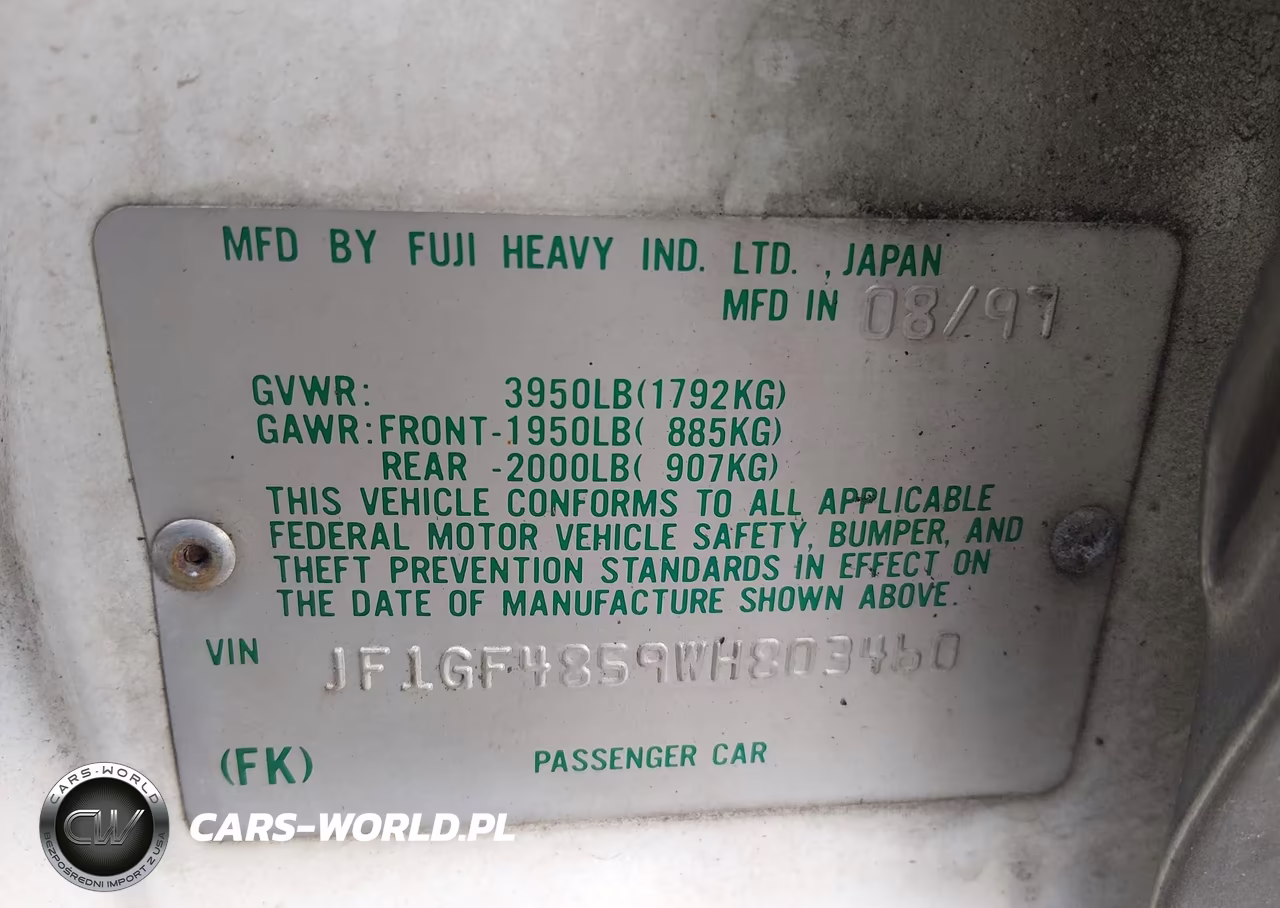 1998 Subaru Impreza Outback Sport VIN:JF1GF4859WH803460 - 9