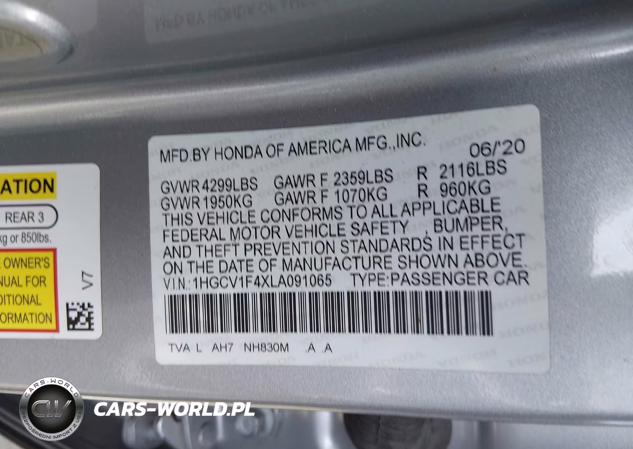 2020 Honda Accord Ex VIN:1HGCV1F4XLA091065 - 9