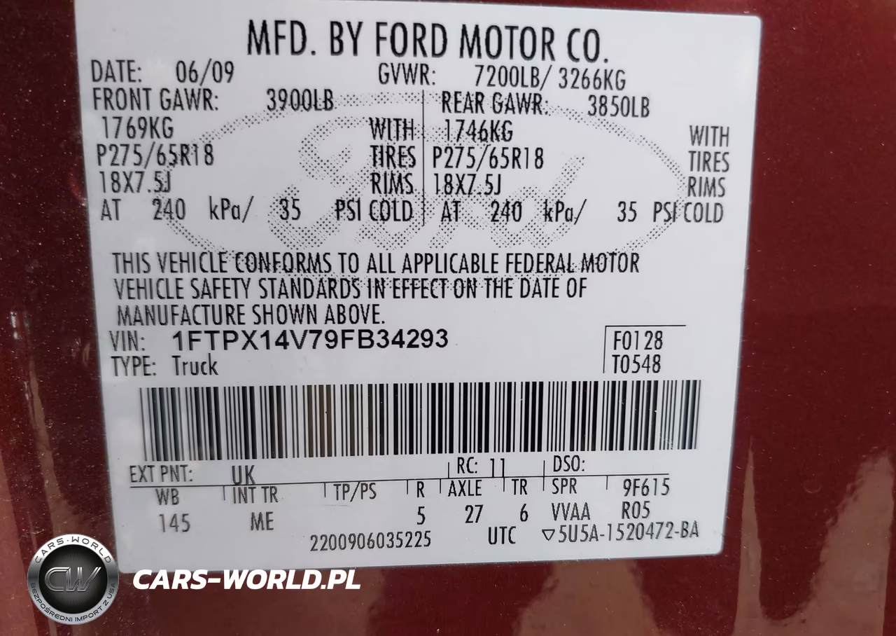 2009 Ford F-150 Fx4-Lariat-Xl-Xlt VIN:1FTPX14V79FB34293 - 9