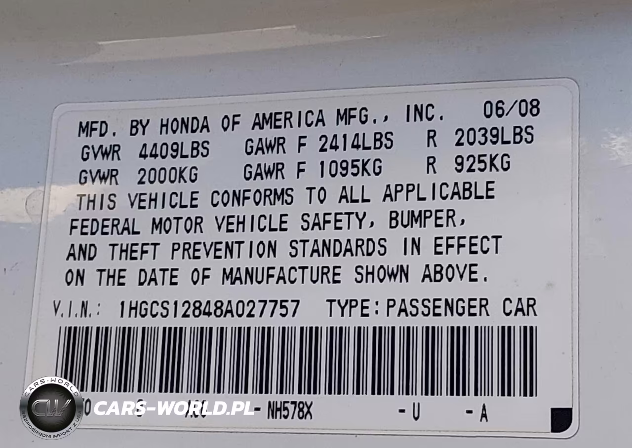 2008 Honda Accord 2.4 Ex-L VIN:1HGCS12848A027757 - 9