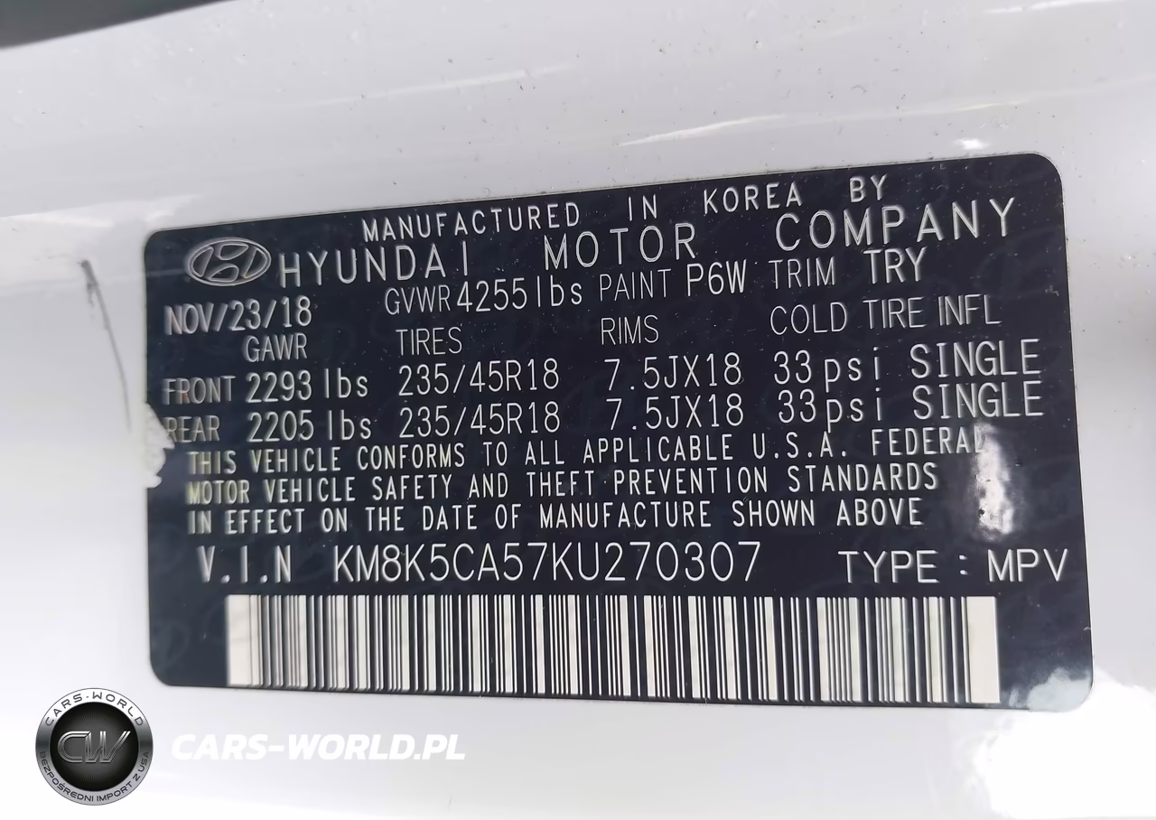 2019 Hyundai Kona Ultimate VIN:KM8K5CA57KU270307 - 9