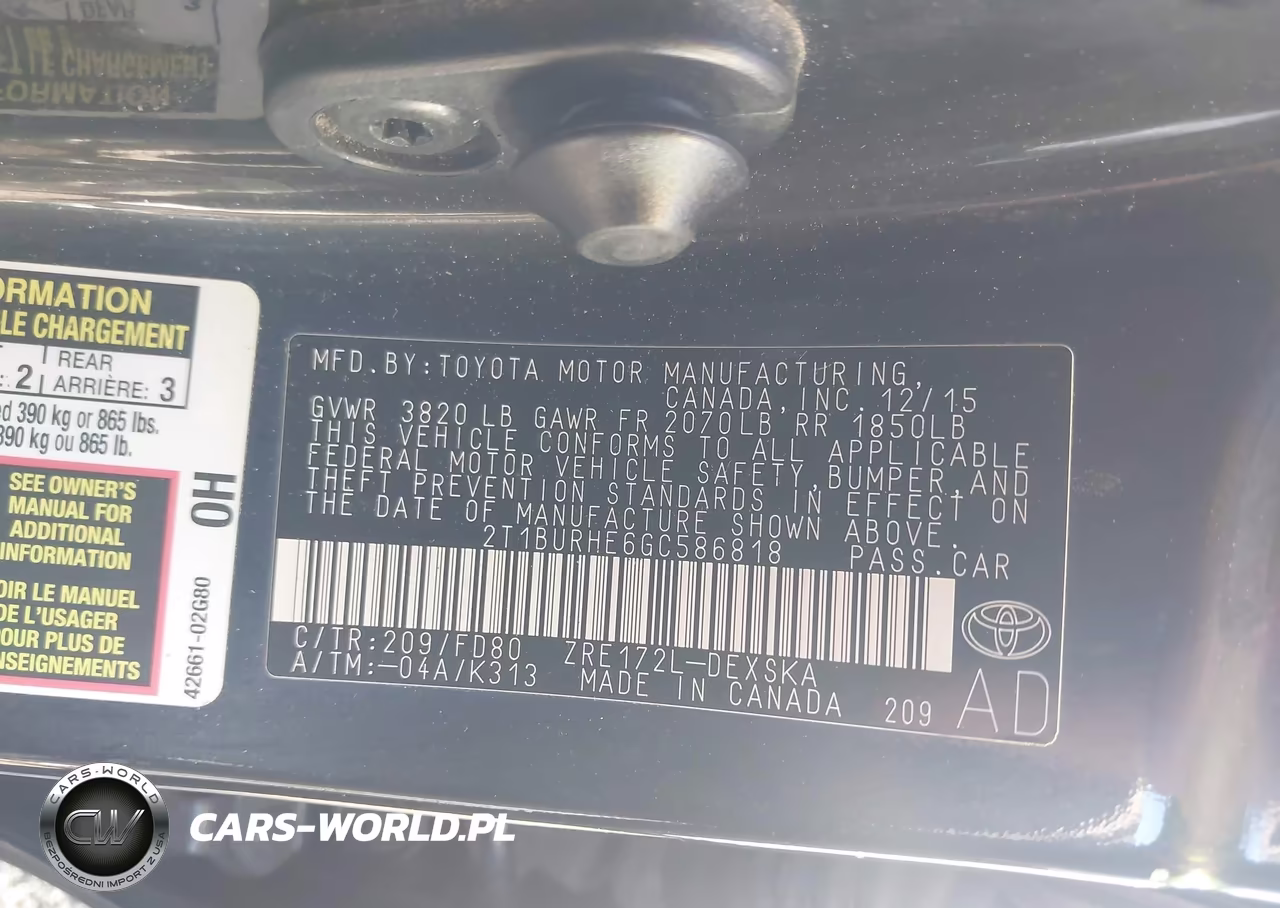 2016 Toyota Corolla S Plus VIN:2T1BURHE6GC586818 - 9