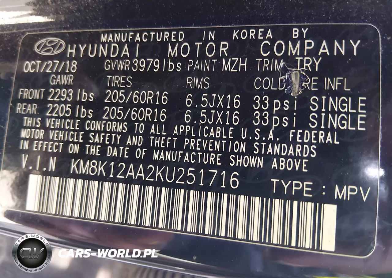 2019 Hyundai Kona Se VIN:KM8K12AA2KU251716 - 9