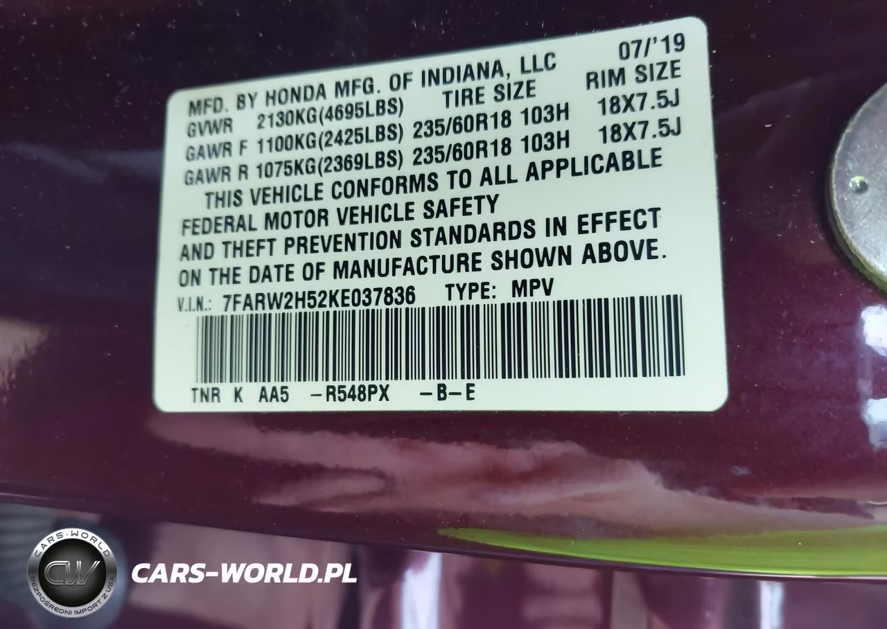 2019 Honda Cr-V Ex VIN:7FARW2H52KE037836 - 9