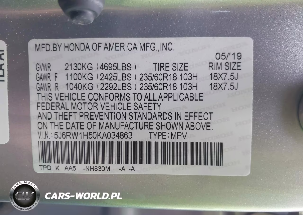 2019 Honda Cr-V Ex VIN:5J6RW1H50KA034863 - 9