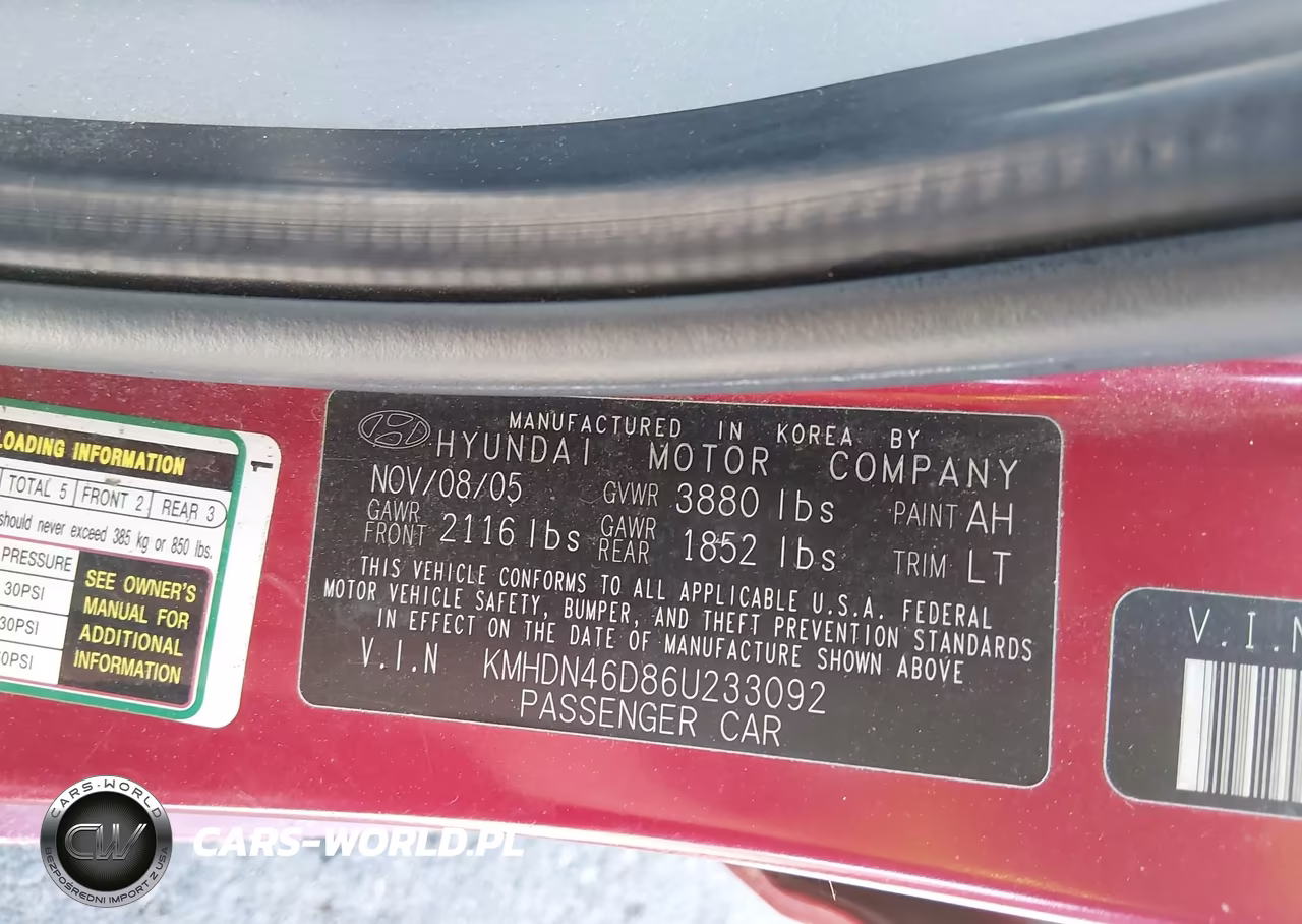 2006 Hyundai Elantra Gls-Limited VIN:KMHDN46D86U233092 - 9