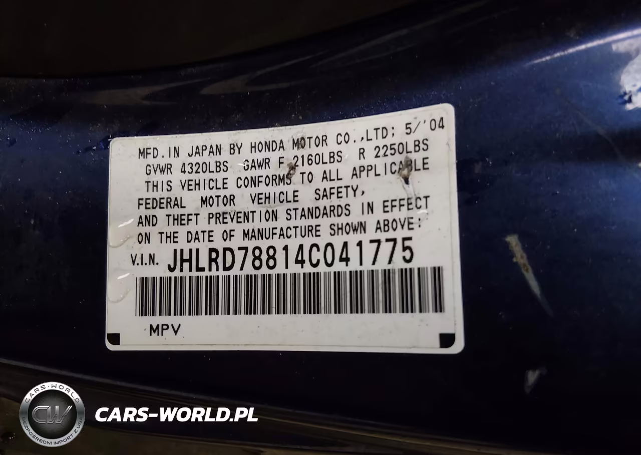 2004 Honda Cr-V Ex VIN:JHLRD78814C041775 - 9