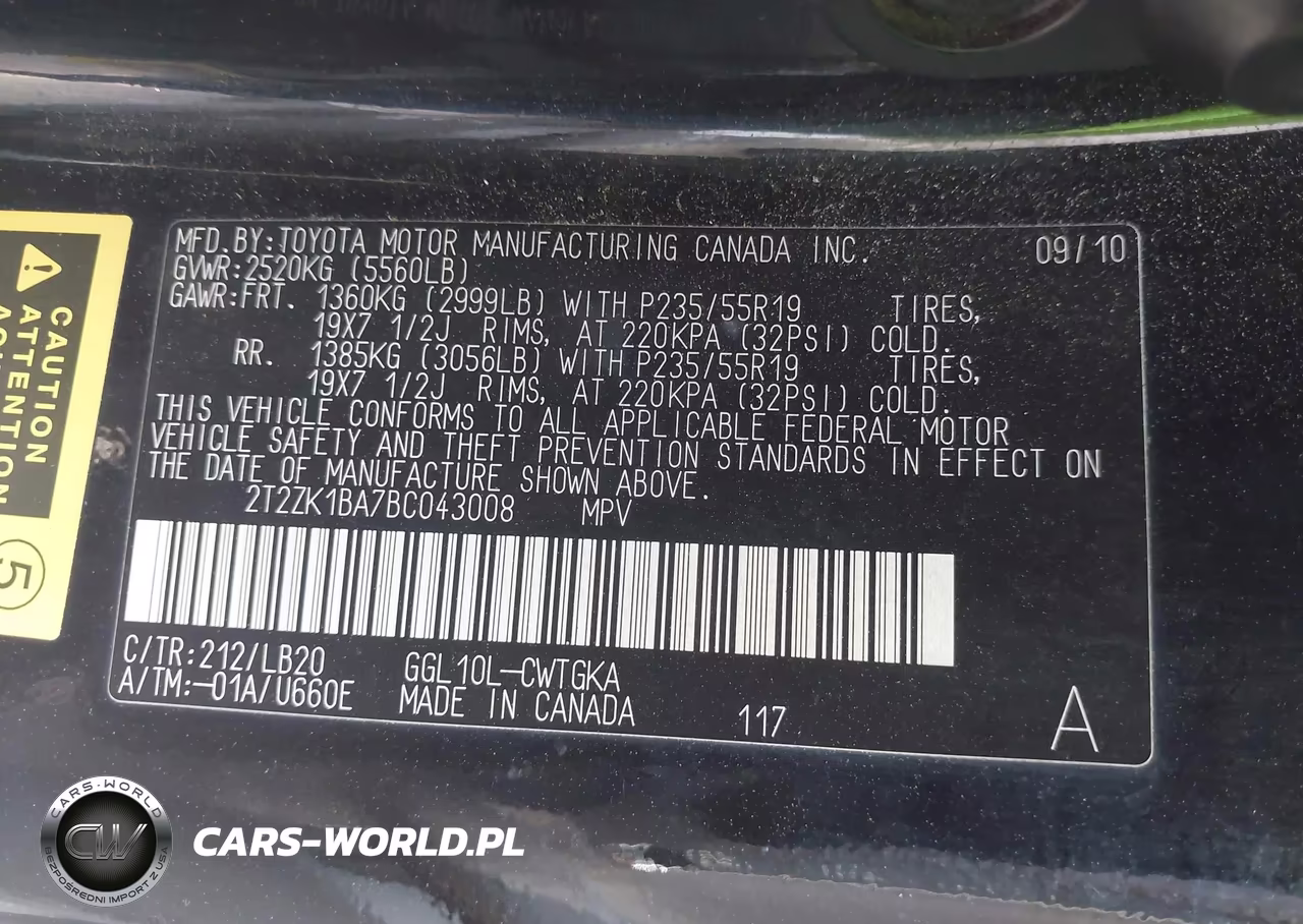 2011 Lexus Rx 350 VIN:2T2ZK1BA7BC043008 - 9