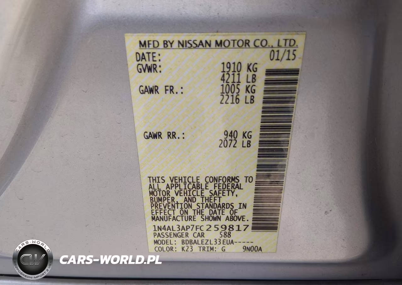2015 Nissan Altima 2.5-S-Sv-Sl VIN:1N4AL3AP7FC259817 - 9