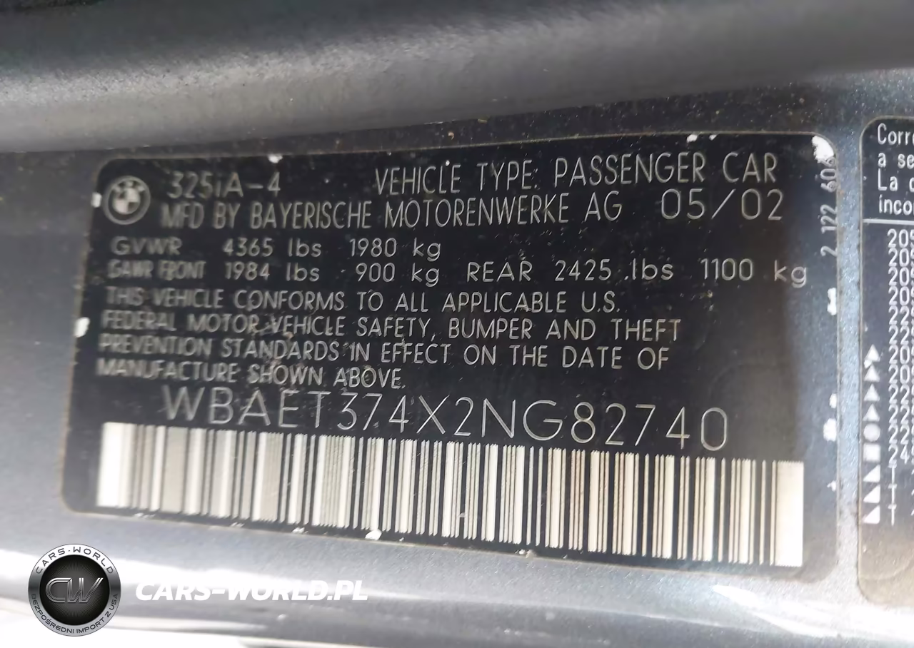 2002 BMW 325I VIN:WBAET374X2NG82740 - 9