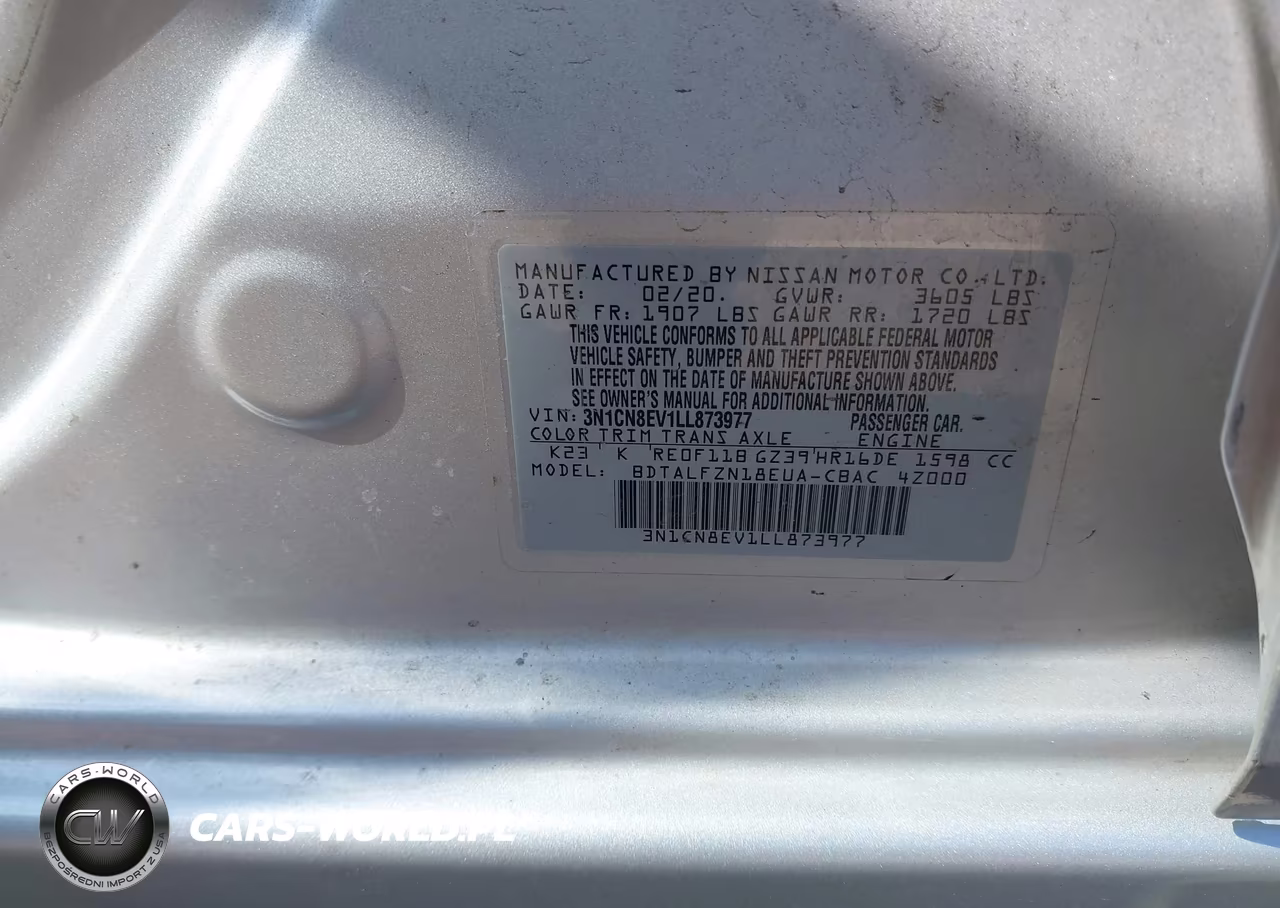 2020 Nissan Versa Sv Xtronic Cvt VIN:3N1CN8EV1LL873977 - 9