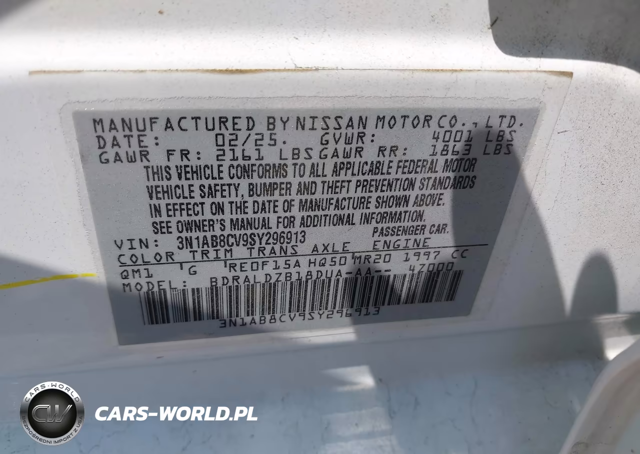2025 Nissan Sentra Sv VIN:3N1AB8CV9SY296913 - 9