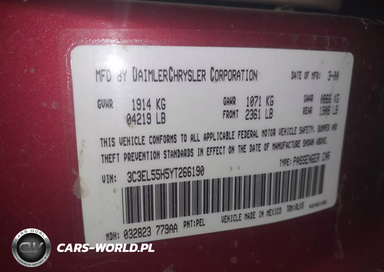 2000 Chrysler Sebring Jxi VIN:3C3EL55H5YT266190 - 9