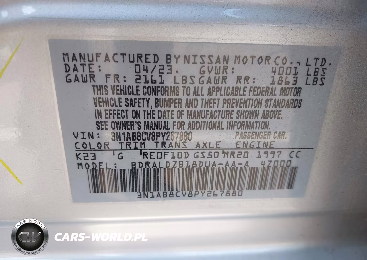 2023 Nissan Sentra Sv Xtronic Cvt VIN:3N1AB8CV8PY267880 - 9