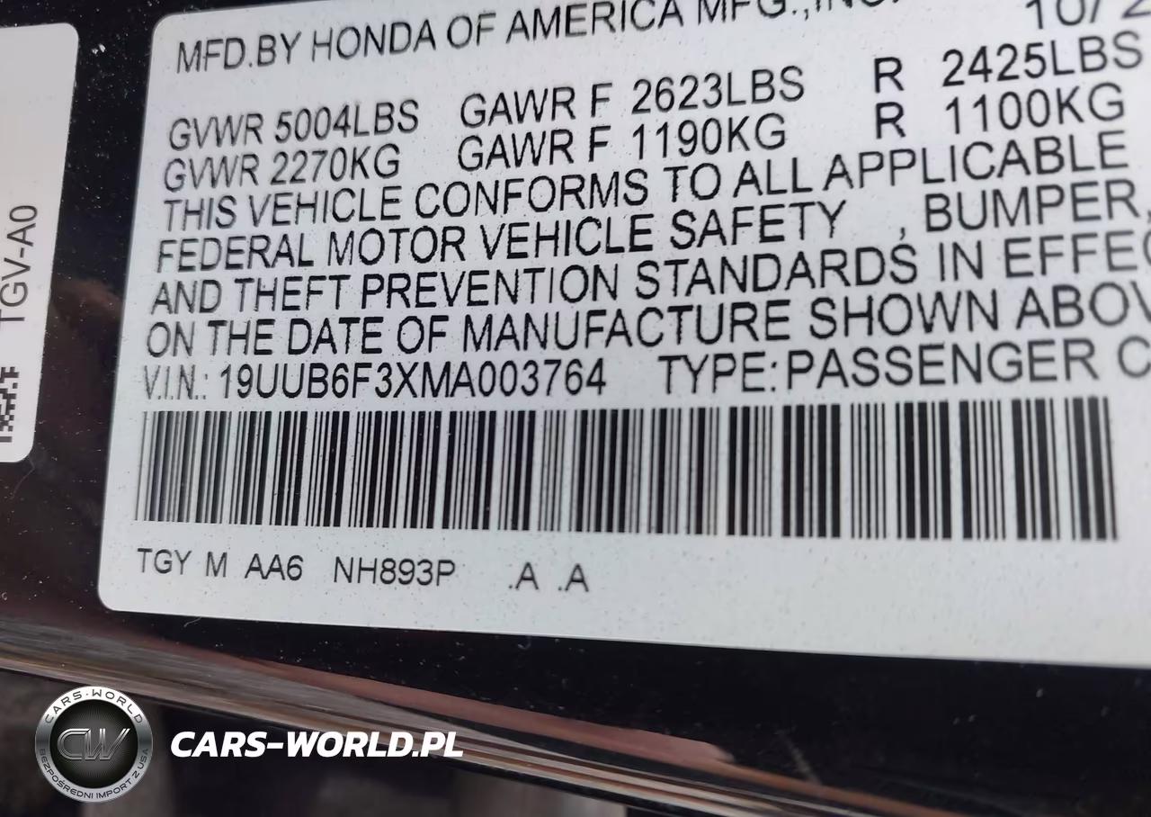2021 Acura Tlx Standard VIN:19UUB6F3XMA003764 - 9