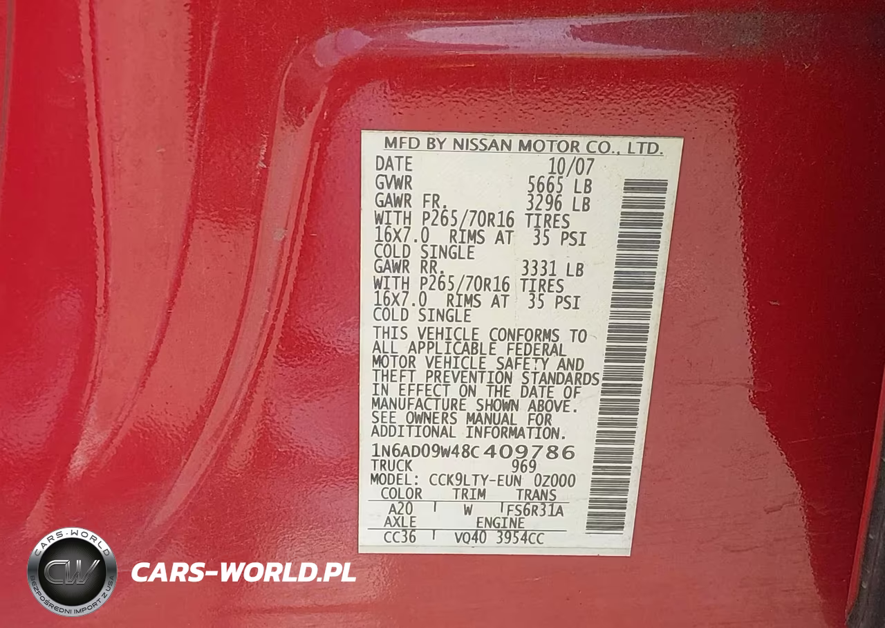 2008 Nissan Frontier Se VIN:1N6AD09W48C409786 - 9