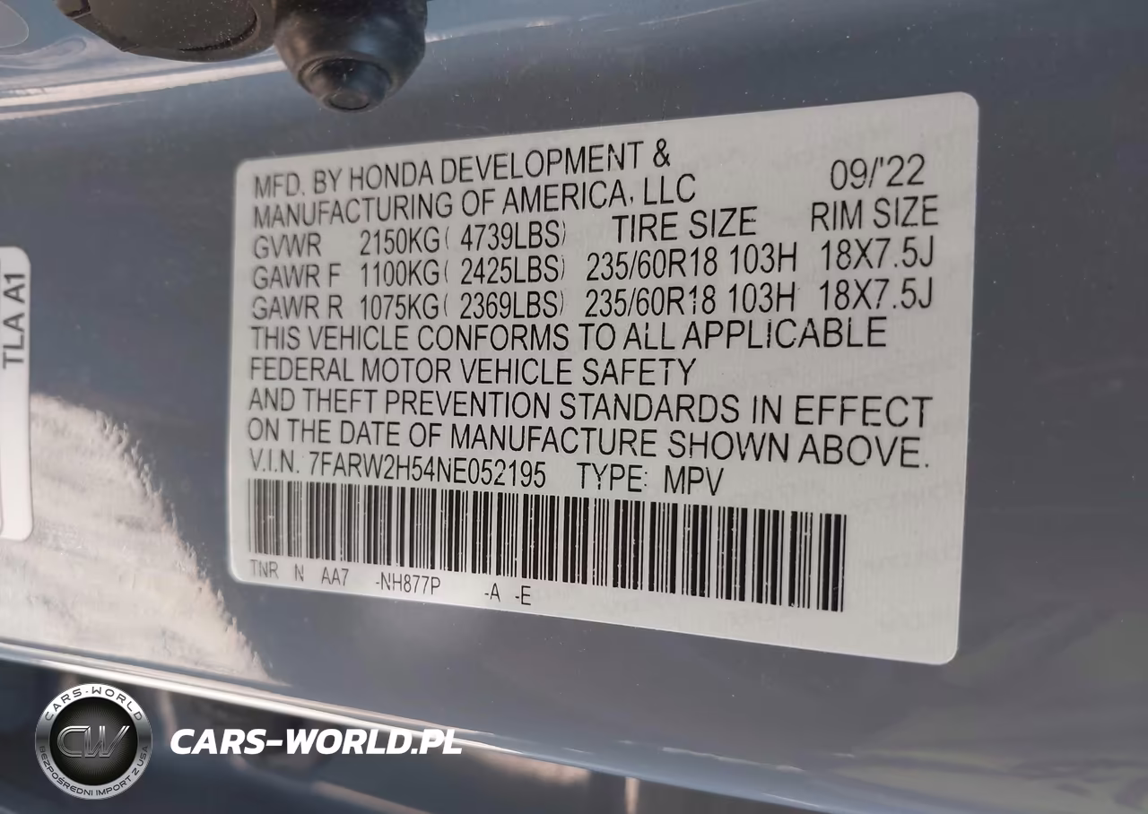 2022 Honda Cr-V Awd Ex VIN:7FARW2H54NE052195 - 9