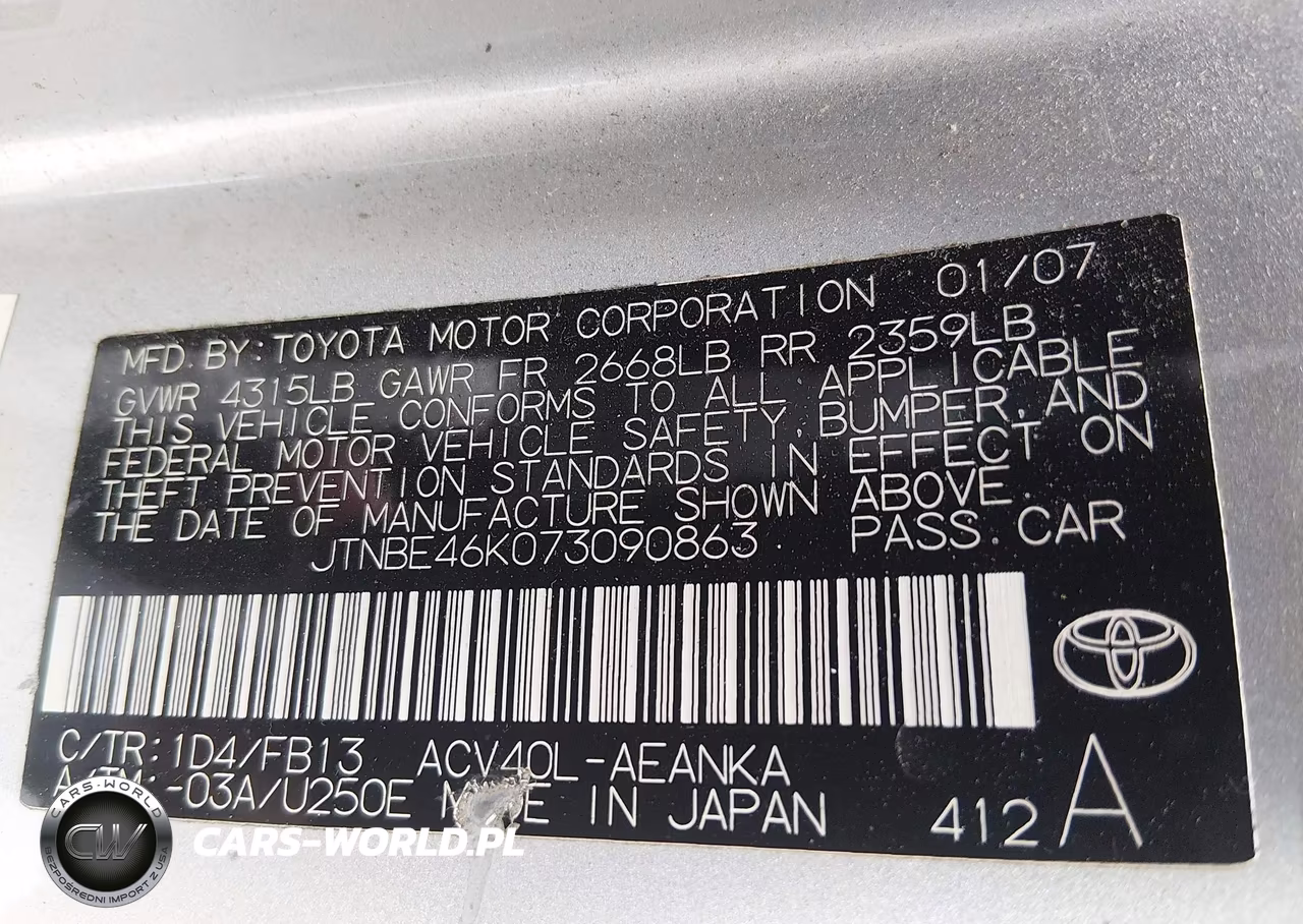 2007 Toyota Camry Le VIN:JTNBE46K073090863 - 9