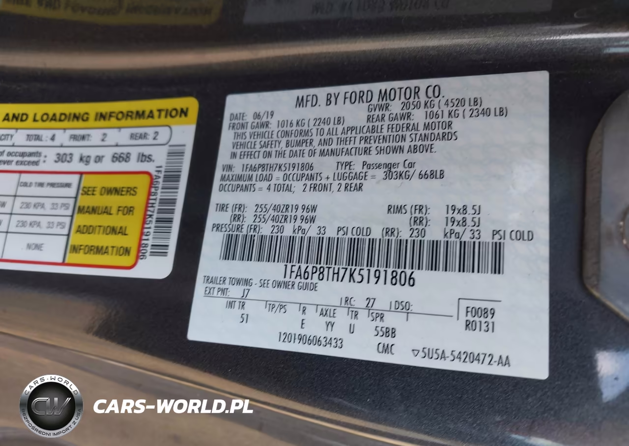 2019 Ford Mustang Ecoboost Premium VIN:1FA6P8TH7K5191806 - 9