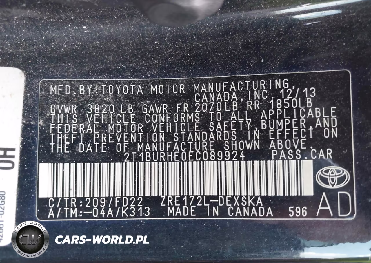 2014 Toyota Corolla S Plus VIN:2T1BURHE0EC089924 - 9