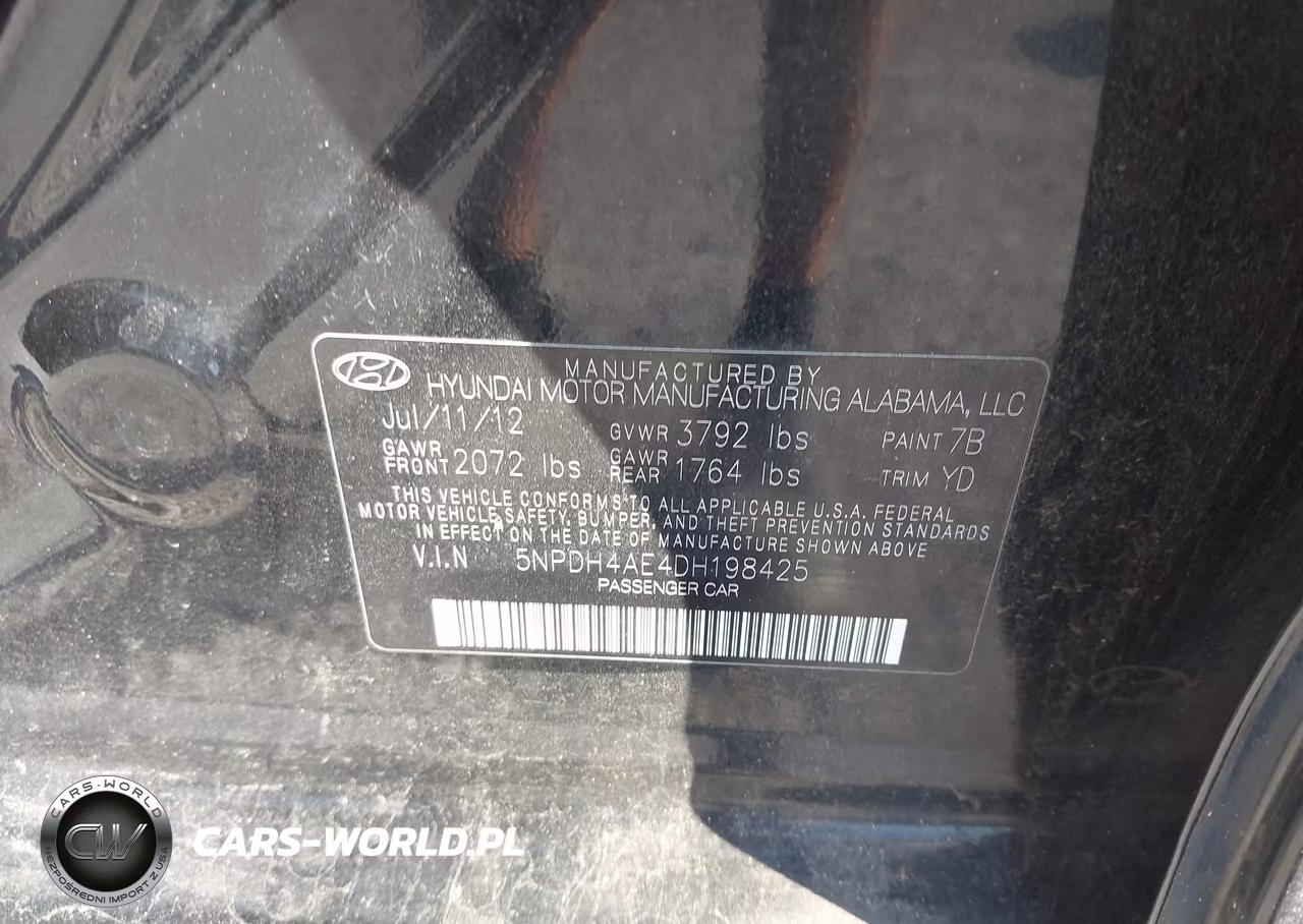 2013 Hyundai Elantra Gls VIN:5NPDH4AE4DH198425 - 9