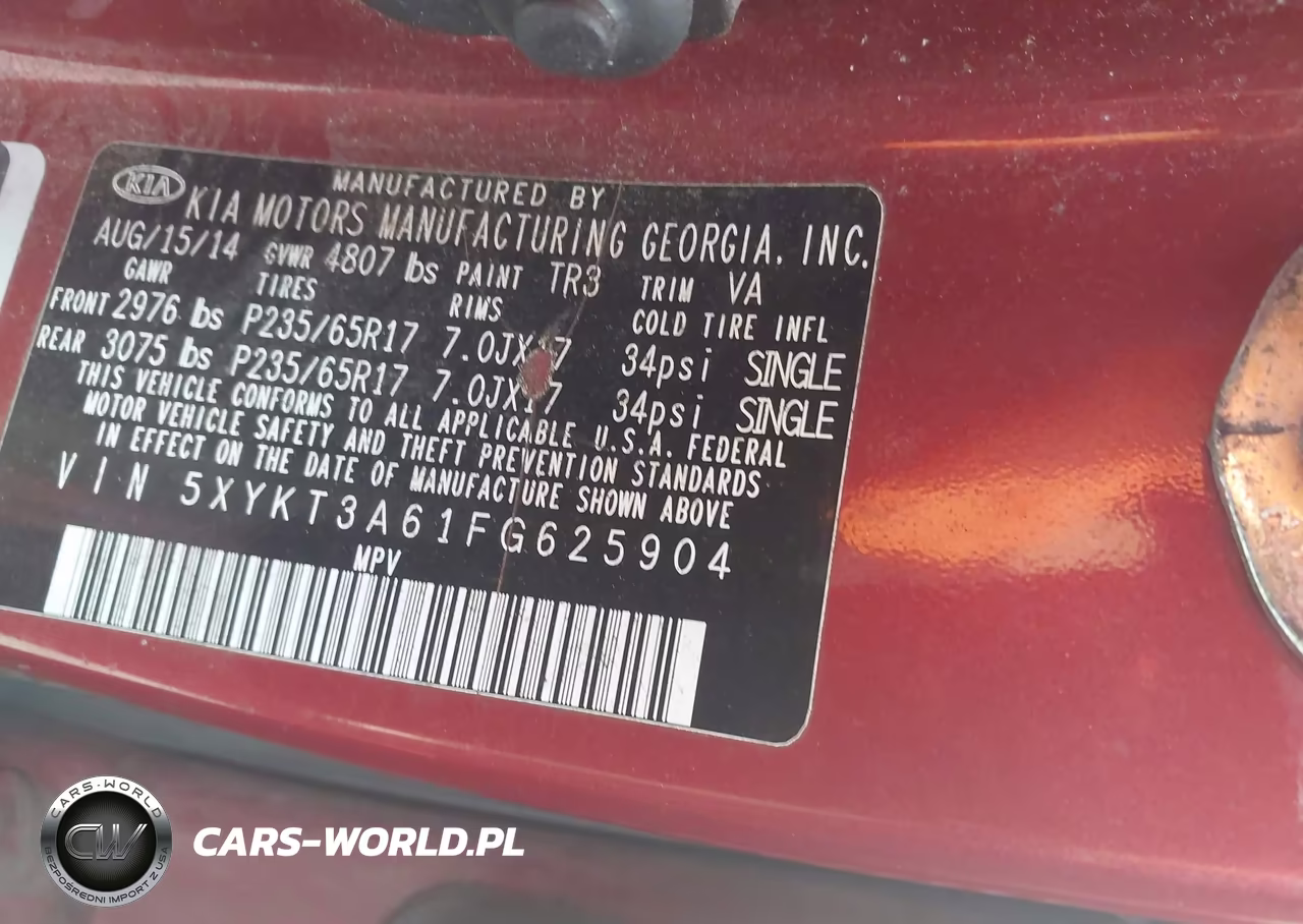 2015 Kia Sorento Lx VIN:5XYKT3A61FG625904 - 9