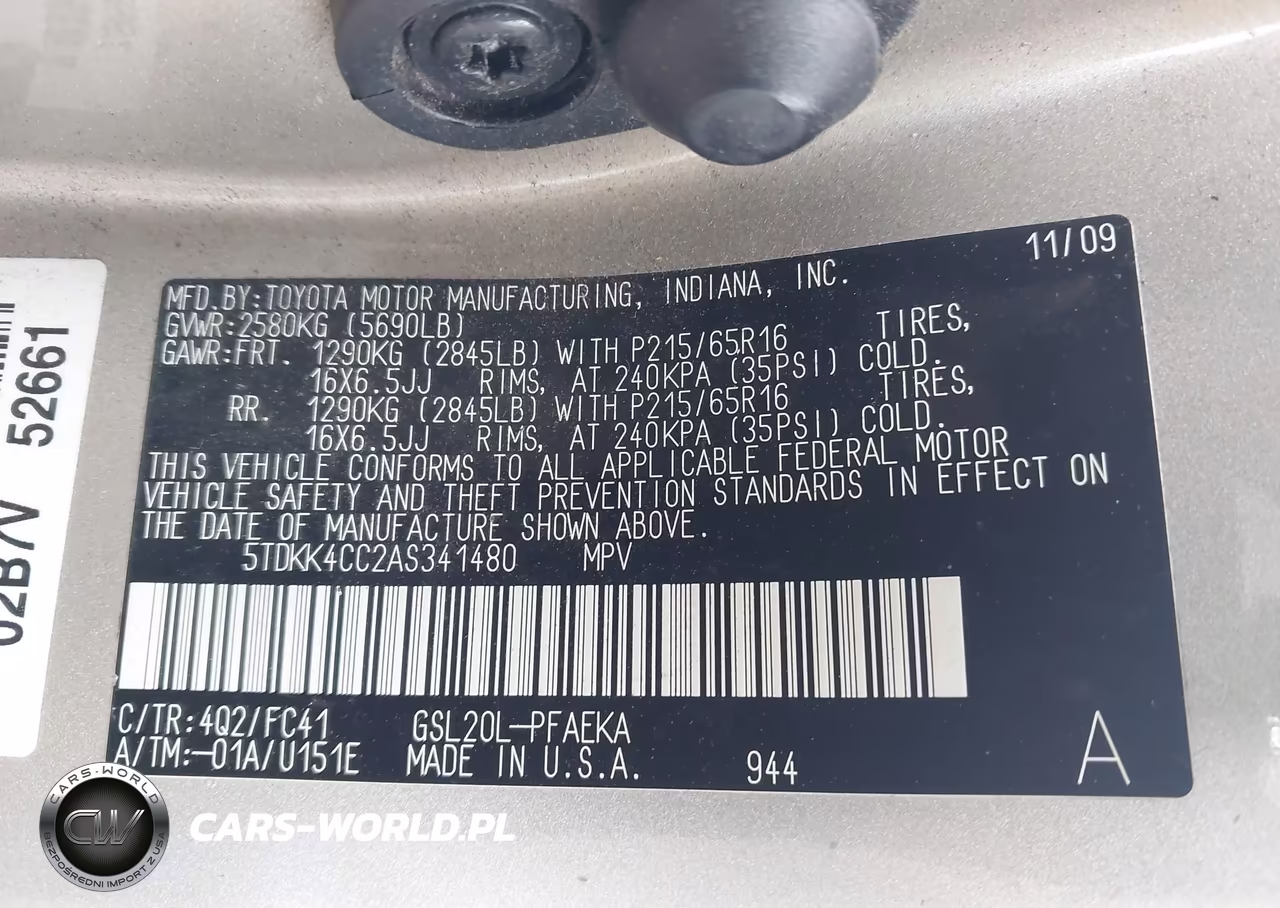 2010 Toyota Sienna Le VIN:5TDKK4CC2AS341480 - 9