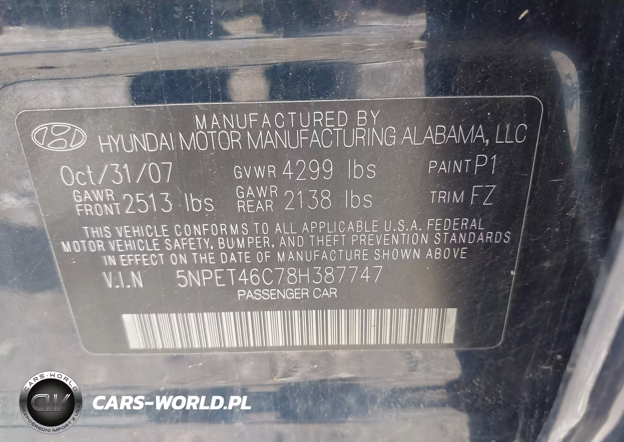 2008 Hyundai Sonata Gls VIN:5NPET46C78H387747 - 9