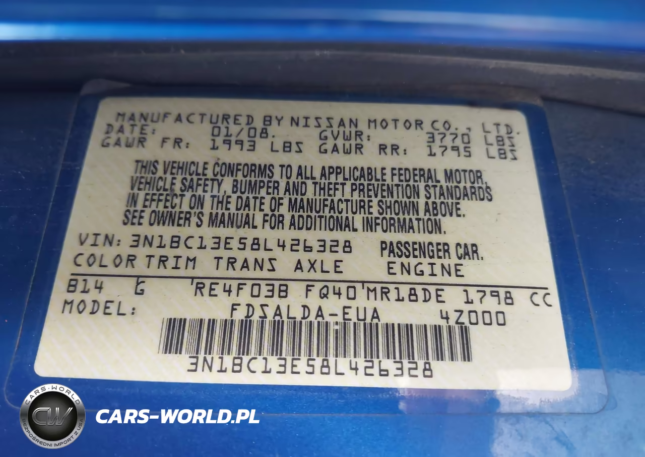 2008 Nissan Versa 1.8S VIN:3N1BC13E58L426328 - 9