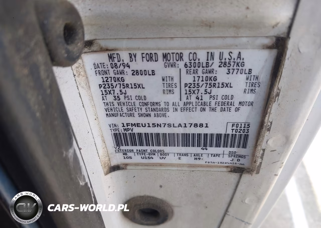 1995 Ford Bronco U100 VIN:1FMEU15N7SLA17881 - 9