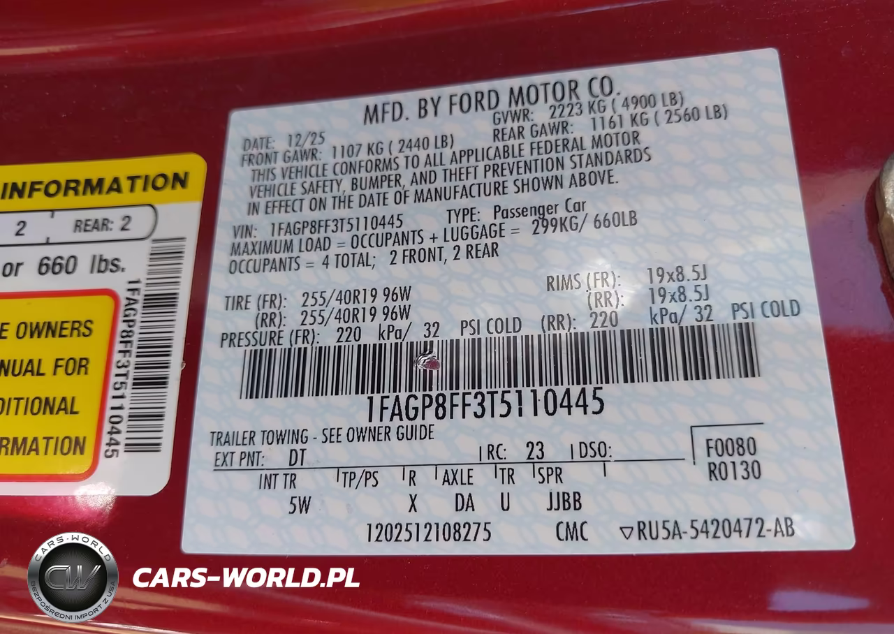 2026 Ford Mustang Gt Premium VIN:1FAGP8FF3T5110445 - 9