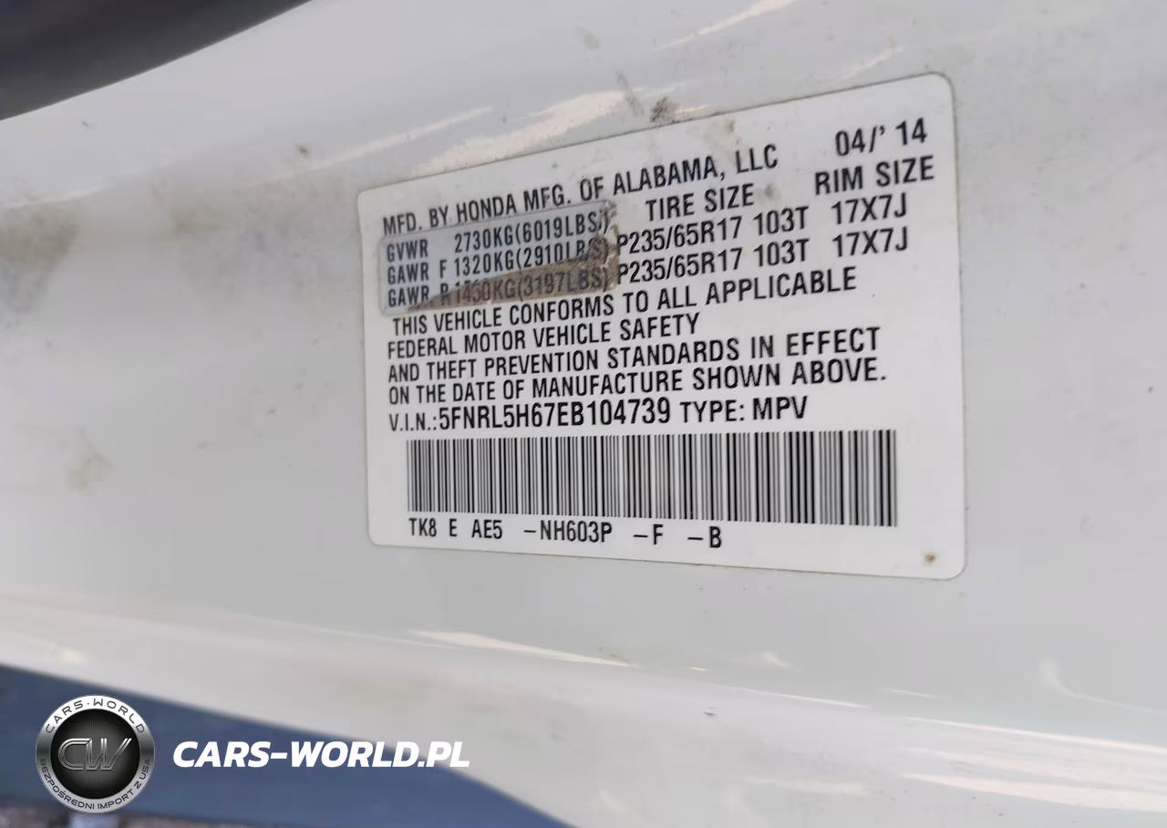 2014 Honda Odyssey Ex-L VIN:5FNRL5H67EB104739 - 9
