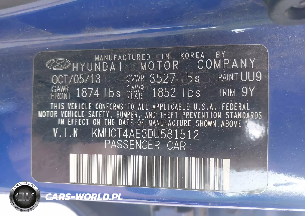 2013 Hyundai Accent Gls VIN:KMHCT4AE3DU581512 - 9