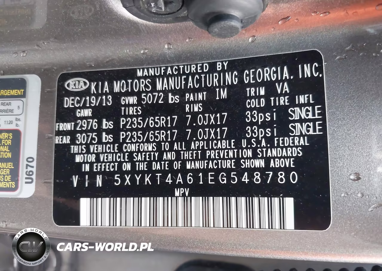 2014 Kia Sorento Lx VIN:5XYKT4A61EG548780 - 9