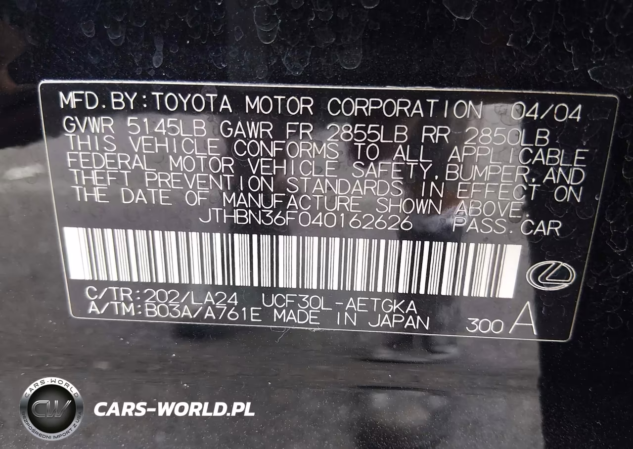 2004 Lexus Ls 430 VIN:JTHBN36F040162626 - 9