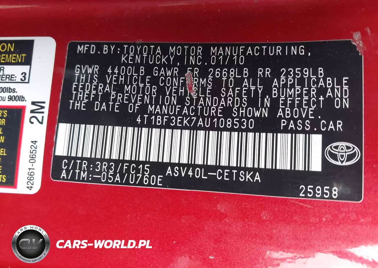 2010 Toyota Camry Se VIN:4T1BF3EK7AU108530 - 9