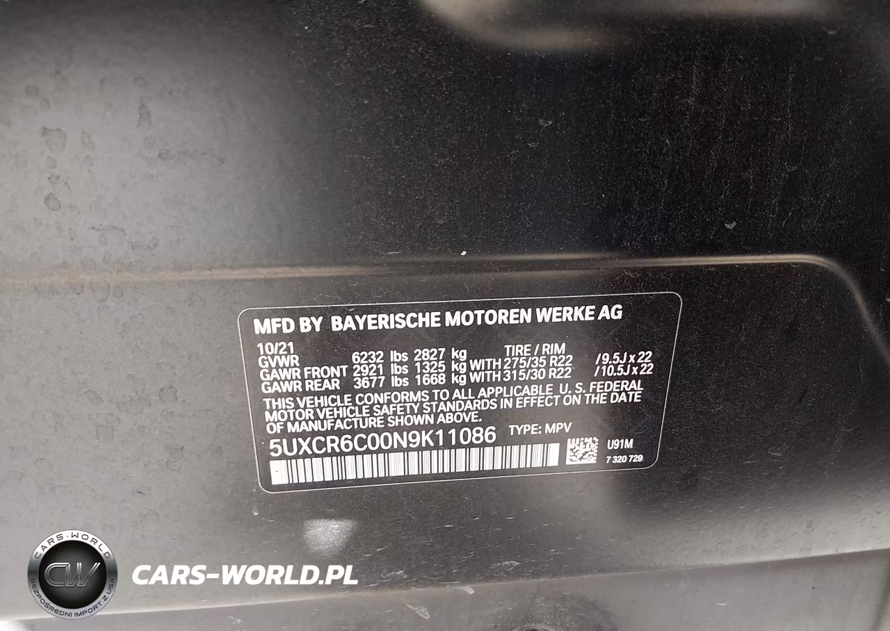 2022 BMW X5 xDrive40I VIN:5UXCR6C00N9K11086 - 9