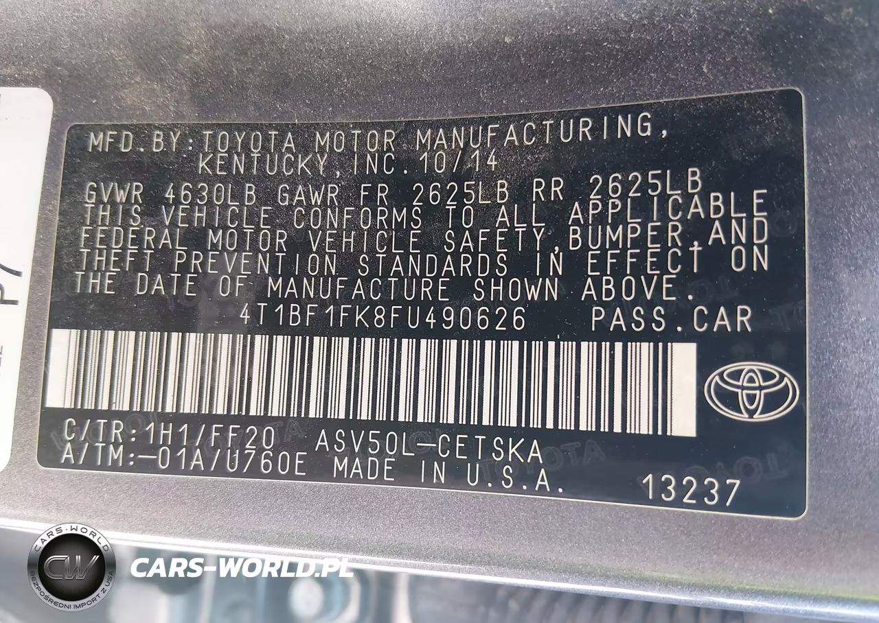 2015 Toyota Camry Se VIN:4T1BF1FK8FU490626 - 9