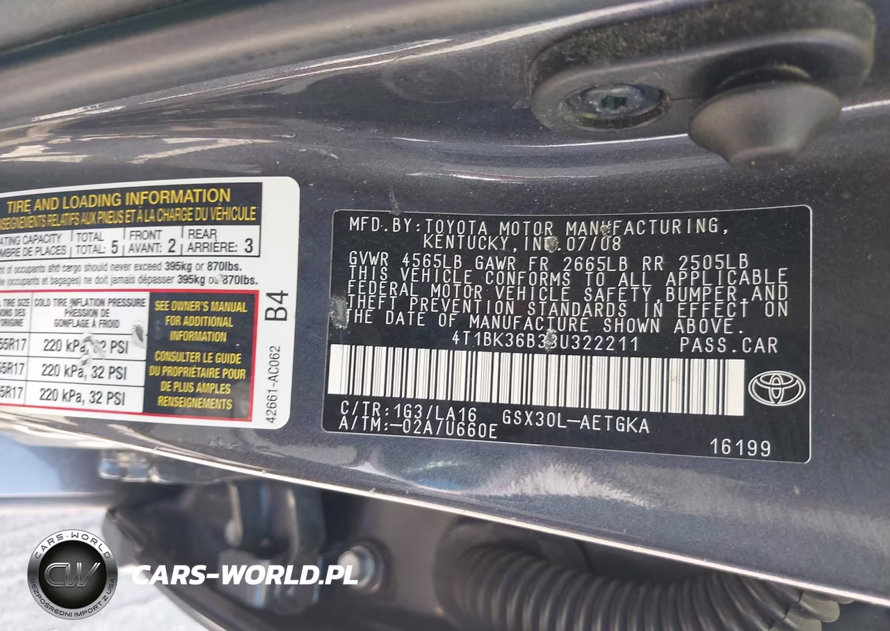 2008 Toyota Avalon Xls VIN:4T1BK36B38U322211 - 9