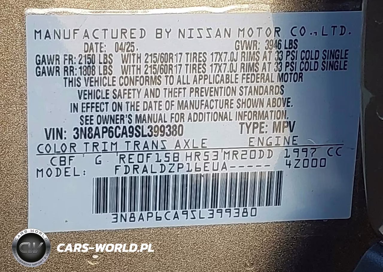 2025 Nissan Kicks Sv Fwd VIN:3N8AP6CA9SL399380 - 9