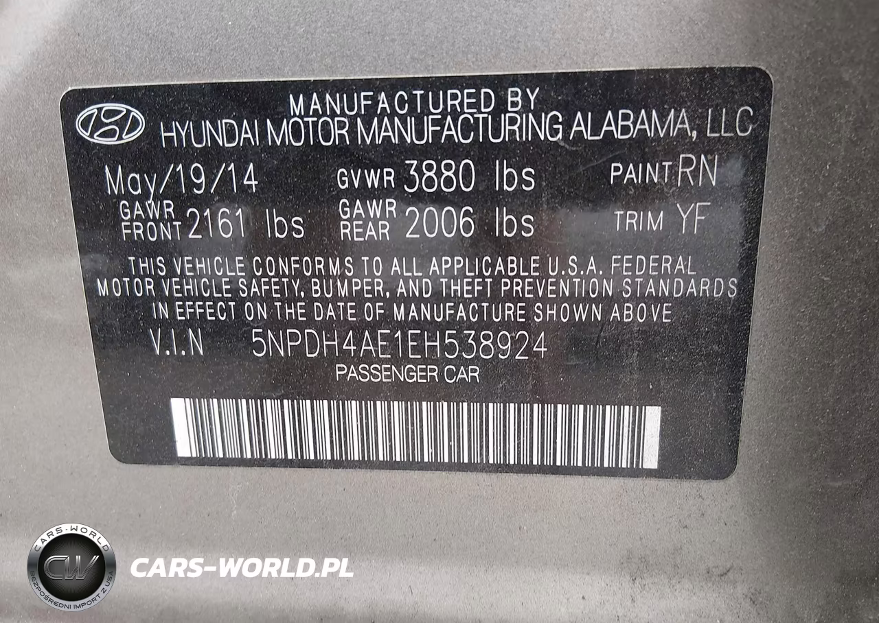 2014 Hyundai Elantra Limited VIN:5NPDH4AE1EH538924 - 9